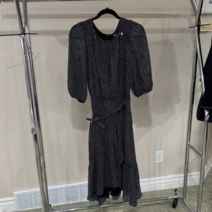 Maison Tara Black and White Midi Dress